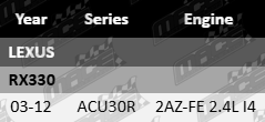 Ultima front wheel bearing to suit Lexus RX330 ACU30R with 2AZ-FE 2.4L I4 engine