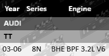 Ultima rear wheel bearing kit pair for Audi TT 8N BHE BPF 3.2L V6