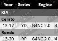 Platinum rocker cover gasket to suit Kia YD RP G4NC 2.0L I4 engine