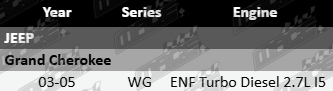 OEM-style front left and right CV drive shafts suitable for Jeep Grand Cherokee WG ENF 2.7L I5 turbo diesel