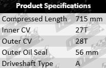 Left CV Drive Shaft to suit Kia Carnival KV11 K5 2.5L V6 HMC Automatic Transmission