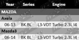 Ultima front ceramic brake pad set Mazda BK BL L3-VDT turbo 2.3L I4