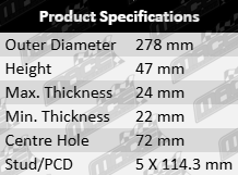 Ultima-Front-Vented-Disc-Break-Roter-Tribute-BRK4322-Product-Specifications