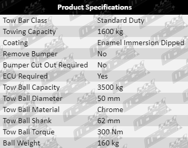 Standard Duty Tow Bar for Hyundai Tucson TL TLE G4NA G4NC G4FJ D4HA Turbo Diesel 1.6L 2.0 I4