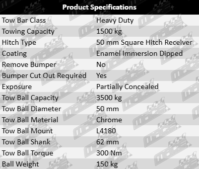 TAG heavy-duty tow bar designed for Hyundai Tucson JM with G4GC 2.0L I4 engine compatibility.