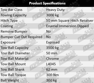 TAG Heavy Duty Tow Bar for Nissan Pathfinder R51 models with VQ40DE and V9X engines, compatible with 3.0L Turbo Diesel and 4.0L V6 vehicles.