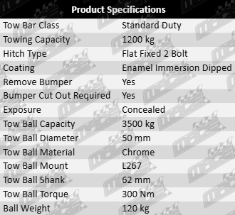 TAG Standard Duty Tow Bar for Honda Accord CF CG CH CK CL CM CN models with F23A1, F23Z5, F23Z2, J30A1, H22A, F20B, K24A, K24A3, K24A4, K24A8, and J30A4 engines