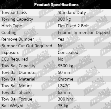Standard Duty Tow Bar for Mazda3 BL L5 L5-VE 2.5L I4 SP25 Models