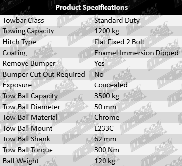 TAG Standard Duty Tow Bar for Mazda CX-3 DK PE-VPS S5-DPTS Turbo Diesel 1.5L 2.0L I4