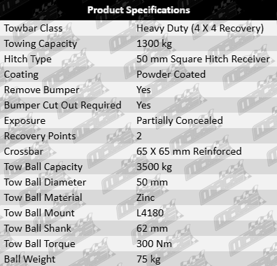 "TAG Extreme Recovery (XR) Tow Bar for Suzuki Jimny JB64W R06A-T Turbo 0.7L I3"