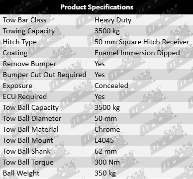 Heavy Duty Tow Bar for Volkswagen Touareg 7L, 7L6, 7L7, 7LA - Suitable for AYH, BLE, BWF, CBWA Engines (4.9L, 5.0L, V10)