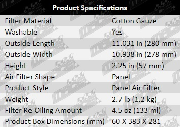 Air-Filters-Silverado-AF825-Product-Specifications