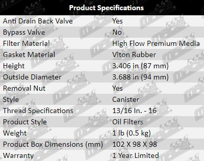 Oil-Filter-Silverado-OF810-Product-Specification