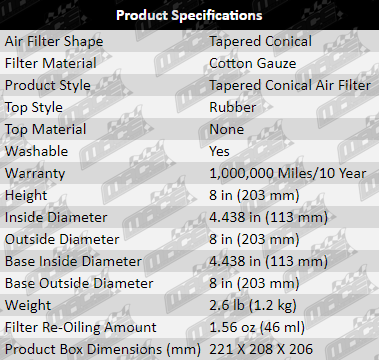 Air-Filter-Falcon-AF830-Product-Specifications