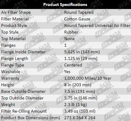 Air-Filter-Falcon-AF833-Product-Specifications