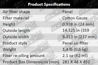 Air-Filter-Pajero-AF633-Specification-Table
