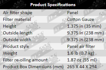 Air-Filter-Triton-AF632-Specification-Table