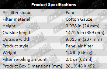 Air-Filter-Pajero-AF443-Specification-Table