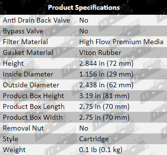 Oil-Filter-Mazda3-OF433-Specification-Table