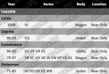 Pair of Ultima rear shock absorbers suitable for Holden VL, VQ, VG, VP, VR, VS, VB, VC, VH, VK, VN, HJ, HQ, HX, HZ, WB models – sedan, wagon, utility